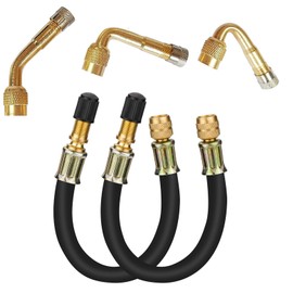 5 Pack Tire Valve Extension, 2Pcs 8.25 Inch Flexible Valve Stem Extenders with Brass 45 90 135 Multi Degree Schrader Tire Valve Stem Extension Adaptor Compatible for RV Bike Motorcycle Car (Black1)