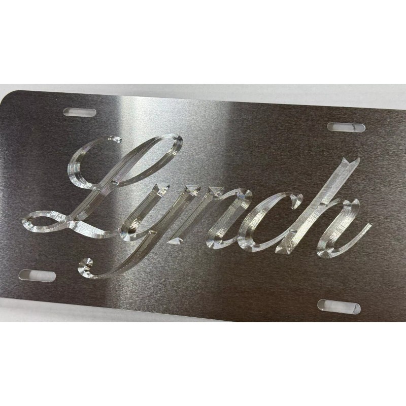 Diamond Etched Products Custom SILVER Metallic Car Tag Diamond Etched