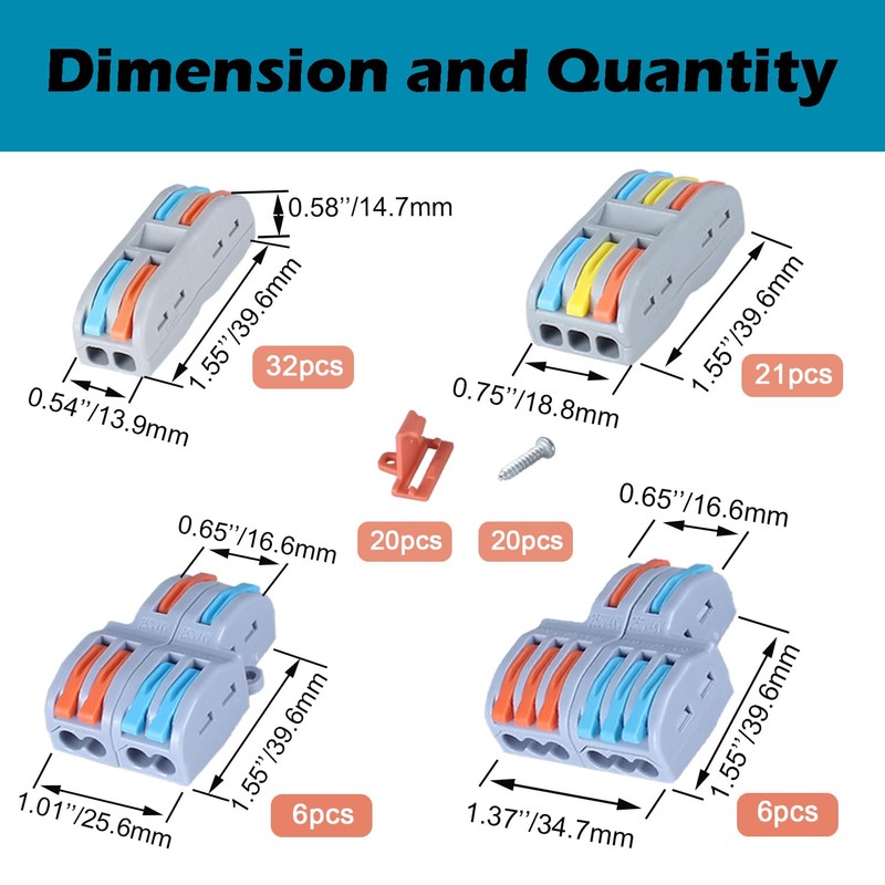 65 Pcs Compact Splicing Assortment Pack Wiring Connector for AWG