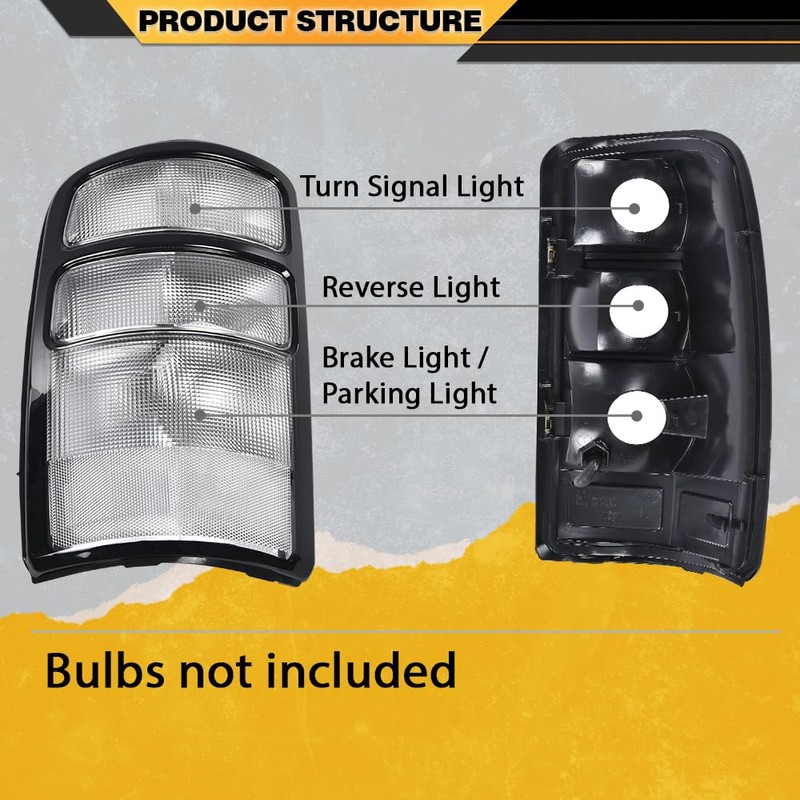 CNNELL Tail Light w/o Bulbs Assembly Rear Lights Compatible with