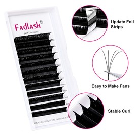 Easy Fan Lashes, Self-Fanning Eyelashes, Volume Eyelashes for Volume Technique, Curl Eyelash Extension, Mixed Length Eyelash Extensions (0.10 mm-DD-mix8-14)