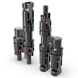 deleyCON PV4 Solar 2-Way Y Plug Pair 1000 V Male/Female T Type IP67 Waterproof (Solar Photovoltaic Connector) Distributor, Splitter, PV Coupling, Solar Plug, Solar Panel