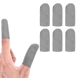 HJZHII Gaming Finger Sleeves, 6pcs Ultra Thin Silver Fibers Finger Gloves for Gaming Anti Slip Finger Cover Thumb Protector Compatible with All Touchscreen Devices