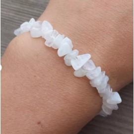 NATURAL RAINBOW MOONSTONE STONE GEMSTONE STRETCHY CHIP BRACELET