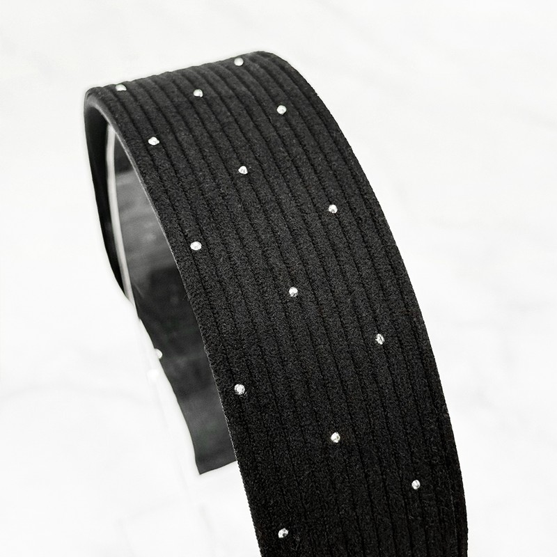 Burnaby black ribbed dot hairband wide headband / 버나비 블랙