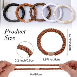 15 PCS Braided Hair Ties for Women, Elastic Ponytail Holders, Hair Elastics No Damage Braided Bands for Thick or Thin Hair (White, Black, Brown, Khaki, Dark Brown)
