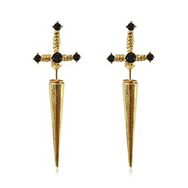TIANHONGYAN Gothic Dagger Sword Stud Earrings Unique Cool Sword Cross Earrings Hip hop punk Dagger Earrings for Women Jewelry Gifts (gold)