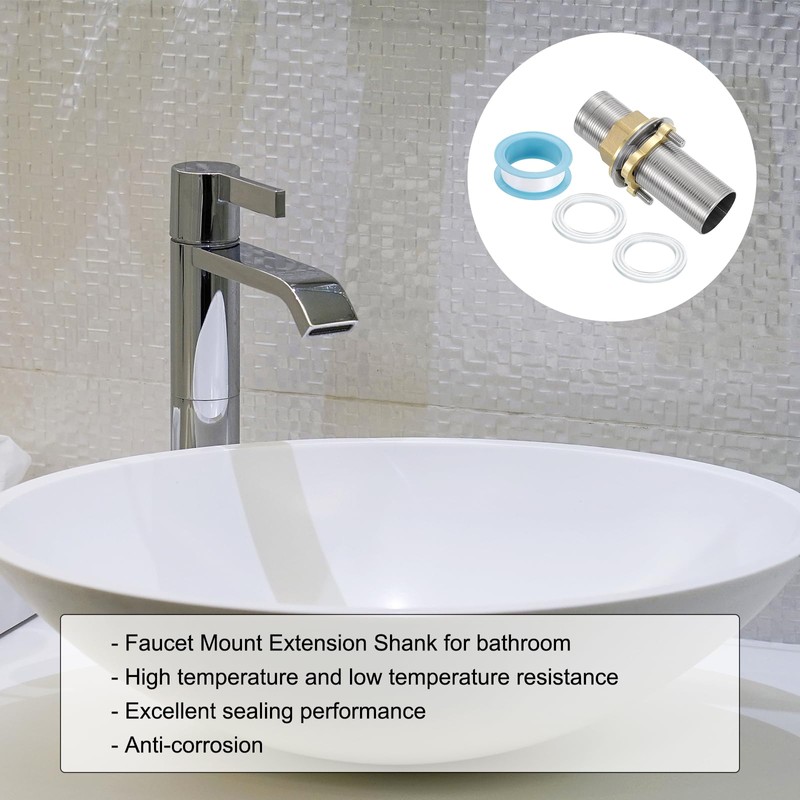 uxcell Faucet Mount Extension Shank 4"x 1.25" Stainless Steel Pipe