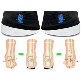 Unribeau 3 Layers Adjustable Supination & Pronation Correction Heel Insoles,Self-Adhesive Medial & Lateral Heel Wedge Inserts for Foot Alignment, Knee Pain, Bow Legs (Black, L: W: 7.5-12 / M: 7-11)