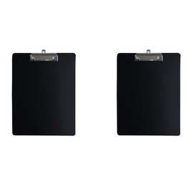 Leliafleury A4 Plastic Clipboards 2PCS Black Clip Board with Metal Clip A4 Clipboard Folder for Office School Home