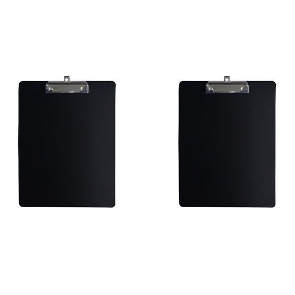 Leliafleury A4 Plastic Clipboards 2PCS Black Clip Board with Metal