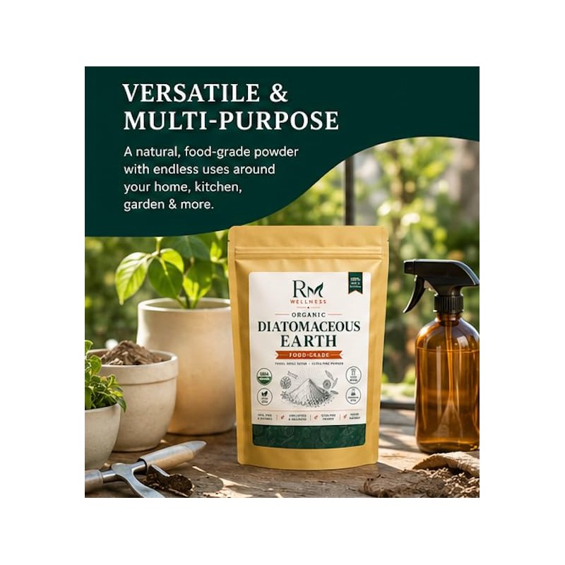 Organic Food Grade Diatomaceous Earth Powder - Natural Silica Supplement