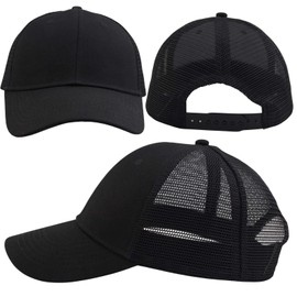 AOSMI 3 Pack/2PC Plain Cotton Strapback Baseball Hat Adjustable Low Profile Blank Team Ball Caps for Men Women, Mesh Black Charcoal Navy, Medium-Large