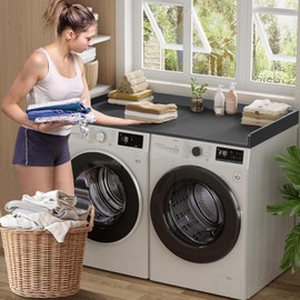 GKLOHDD Washer Dryer Countertop: 27.5" x 54" Laundry Topper for Washer and Dryer - Non-Slip Washer and Dryer Countertop with Safety Edge - Laundry Room Organization (Black)