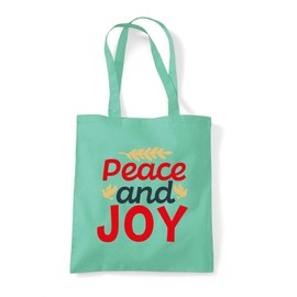 Peace and joy [BCX] tote shopping bag - Mint
