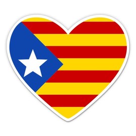 Catalunya Flag Estelada Heart Catalonia - 12" Vinyl Sticker Waterproof Decal
