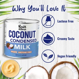 Sweetened condensed coconut milk (6 cans) vegan coconut condensed milk sweetened. Caramel sweet condense coconuts milks. Lactose dairy free. Leche condensada de coco leche de coco. Real Naturals