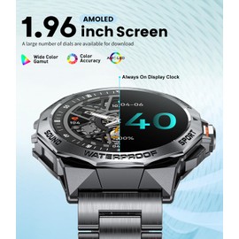 FOXBOX Military Smart Watch Make/Answer Calls,1.43" AMOLED Fitness Tracker with Heart Rate Sleep Monitor for Android IOS