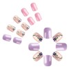 24 Pcs Short Press on Nails Square Flower Fake Nails
