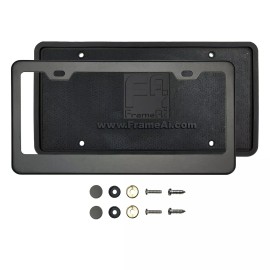 Aftermarket Products Silicone back Guard license Matte Flat Black License Frame  + Metal Screw Caps