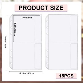 CRASPIRE 15PCS A6 Binder Pockets No Zippers Cash Budget Envelopes 6-Hole Zipless Binder Dual Pouches Clear PVC Savings Challenges Envelope Protector for Money Folder Organizer Loose Leaf Inserts Bags