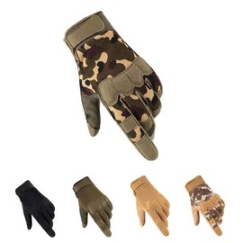 HYCOPROT Tactical Full Finger Gloves, Touchscreen Motorcycle Breathable Lightweight Tactical Gloves Outdoor Military for Shooting, Hunting, Motorcycling, Climbing (Camouflage-1, Small)