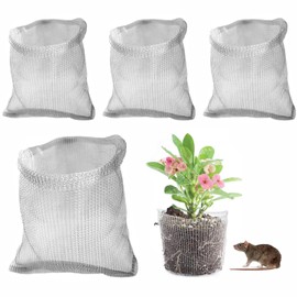 LSRVNM Pack of 4 Stainless Steel Root Protection for Plants, 35 x 35 cm, Gopher and Vole Wire Baskets, Metal Mesh Bags Made of Stainless Steel for Plants, Flowers, Root Protection