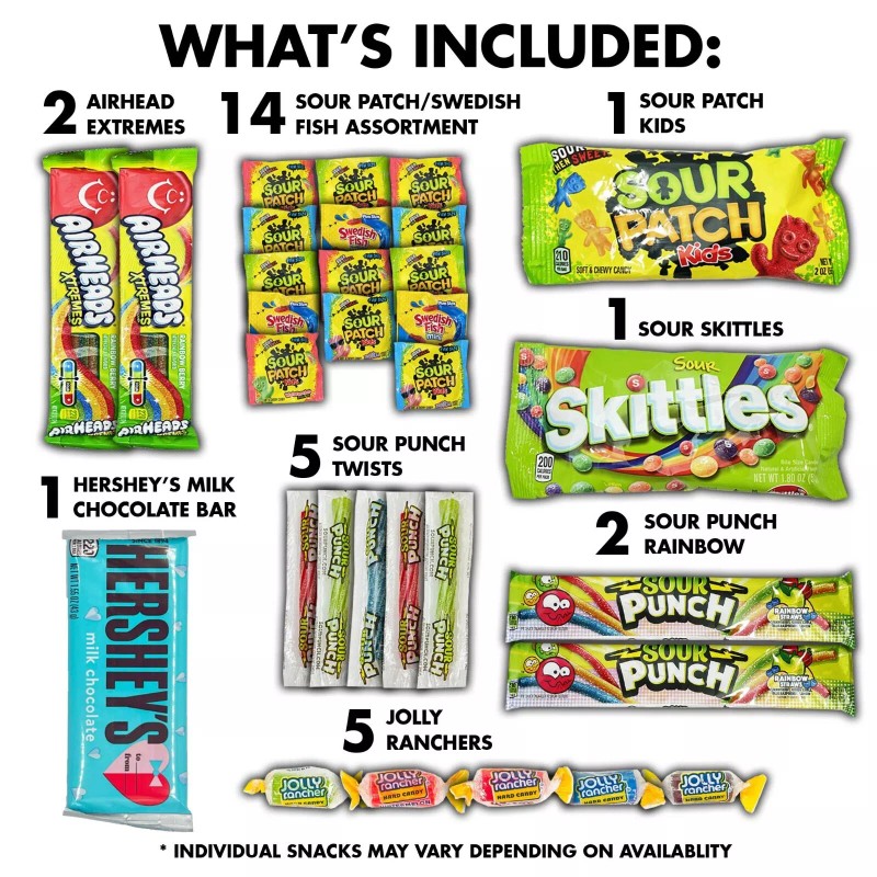 Fun Flavors Box Sour Candy Box Valentines Day Hershey Bar,