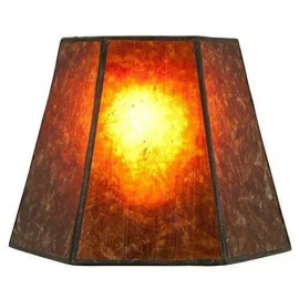Upgradelights Amber Mica 8 Inch Hexagonal Drum Lampshade with Uno Fitter 5.25x8x6