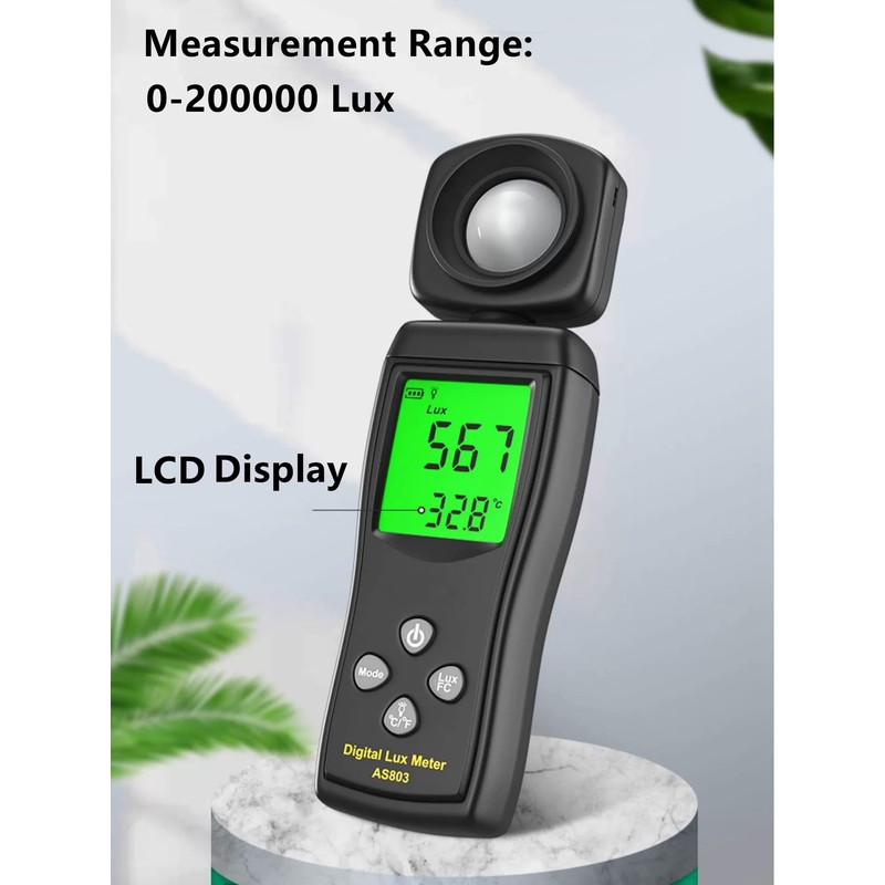 Yankok AS803 Smart Digital Light Meter 1-200000 Lux Auto Measurement