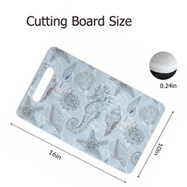 Bcumuq Seahorse Coral Cutting Board Sea Shells Stars Marine Blue Grip Handle Chopping Boards Cutting Board for Kitchen Plastic 16" x 10" x 0.24"