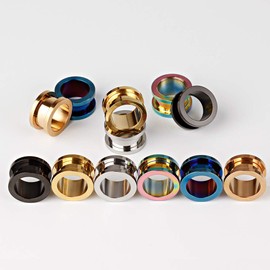 TBOSEN Set of 12 pcs Stainless Steel Ear Plugs Large Alloy Gauges Stretching Screw Fit Tunnels Gauge 6mm - 25mm