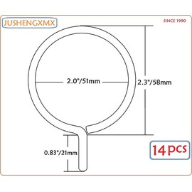 Curtain Rings with Eyelet - 2.3" Metal Ring for Curtain Hook Pins, Set of 14 - Black