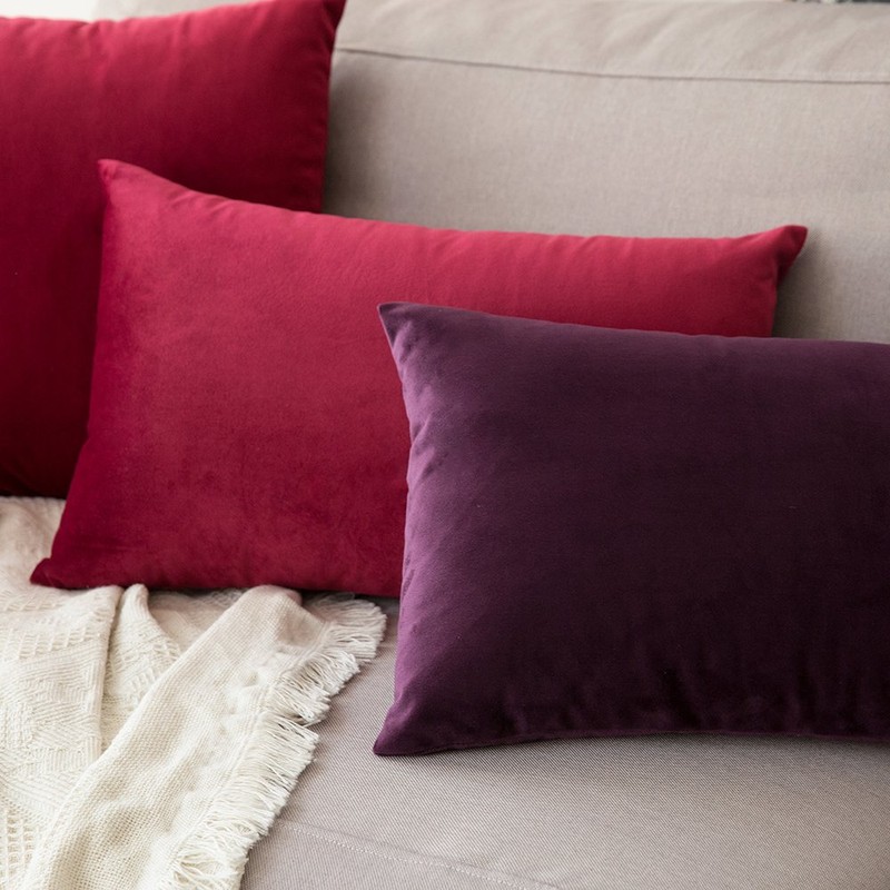 MIULEE Pack of 2 Velvet Soft Solid Decorative Square Throw