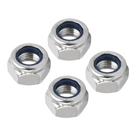 QUARKZMAN M12 x 1.25 mm Hex Lock Nuts x 4 Pieces 304 Stainless Steel Metric Fine Hexagonal Locking Nuts for Piping Car Engines [Silver Tone]