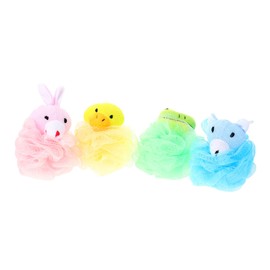 PACKOVE Lovely Animal Bath Loofah Sponge Set of 4 Soft Cartoon Bath Balls for Newborns