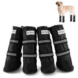 Topchances Dog Boots, Waterproof Shoes for Dogs with Reflective Strap, Sturdy Non-Slip Sole for Small Medium Large Dogs, Outdoor, Pack of 4 (XS, Black)