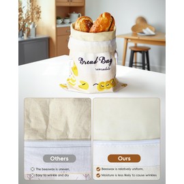 VA1KENE Reusable Beeswax Bread Bags (2-Pack) - Cotton Bread Storage Bags for Homemade Breads & Sourdoughs, Keeps Fresh, Extra Large Food Storage