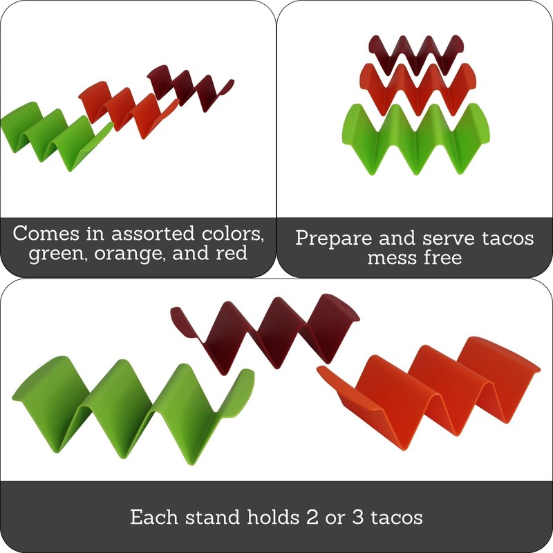 IMUSA USA Taco Holder, 3 Piece, Green, Orange, Red