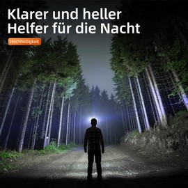 SuperFire Intelligent Headlamp with Gesture Control, 120 lm Bright LED Light, Portable, Lightweight, 45 g, Type-C Charging Port, IP44 Waterproof, Continuously Dimmable, White/Red/Yellow