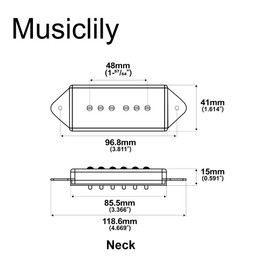 Artec ASA91 Alnico 5 Dog Ear P90 Single Coil Pickup Electric Guitar Neck Pickup 7.5K, Black