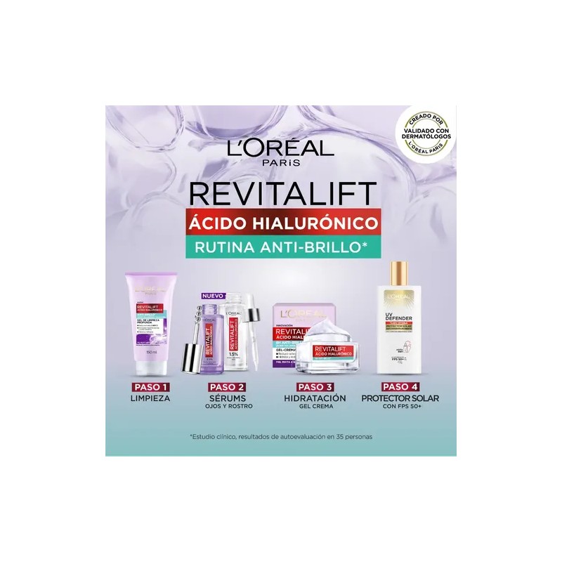 Gel Crema L'oréal Paris Ácido Hialurónico Anti Brillo, 50g