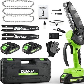 DehanTools Cordless Chainsaw 6/8/12 Inch, 1000W Brushless, Handheld Chain Saw for Trimming Tree Branches, Wood Cutting & Pruning:_8" Chainsaw