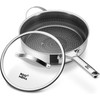 Nonstick Frying Pans with Lid, 5Qt Hybrid Ceramic Tri-Ply Saute