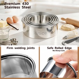 5 Pcs Round Cookie Cutter Set, Stainless Steel Circle Cookie Cutters