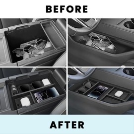 Neepiar 2PCS Center Console Organizer Compatible with 2024 2025 Honda Prologue EV 2024 2025 Acura ZDX Insert Divider Slot Box Secondary Storage Box Armrest Tray Box Interior Accessories