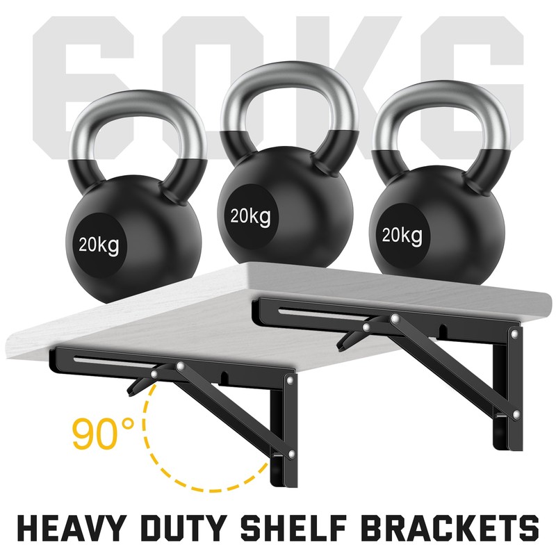 10 Inch Folding Shelf Brackets, Pynsseu Heavy Duty Stainless Steel