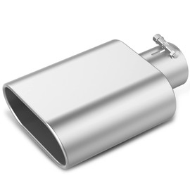 YITAMOTOR Universal 2.5 Inch Inlet Exhaust Tip, 5.5" x 3" Square Outlet 9" Long Polished Stainless Professional Diesel Rectangle Exhaust Tail Tip for 2.5" OD Tailpipe, Rolled Slant Cut, Silver