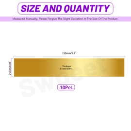 Swpeet 10Pcs 0.004"Thickness Brass Strip Kit, 6" Length x 1" Width Brass Sheet Metal Plates Brass Shim Stock for Crafts DIY Decoration