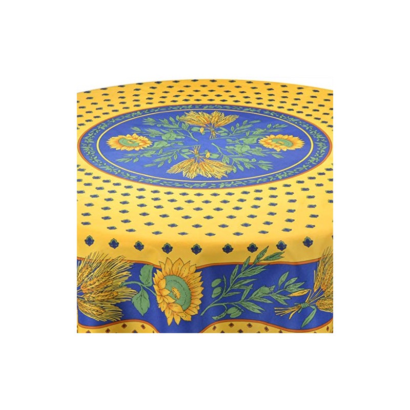 Tournesol Yellow 70" Round French Provencal Polyester Tablecloth